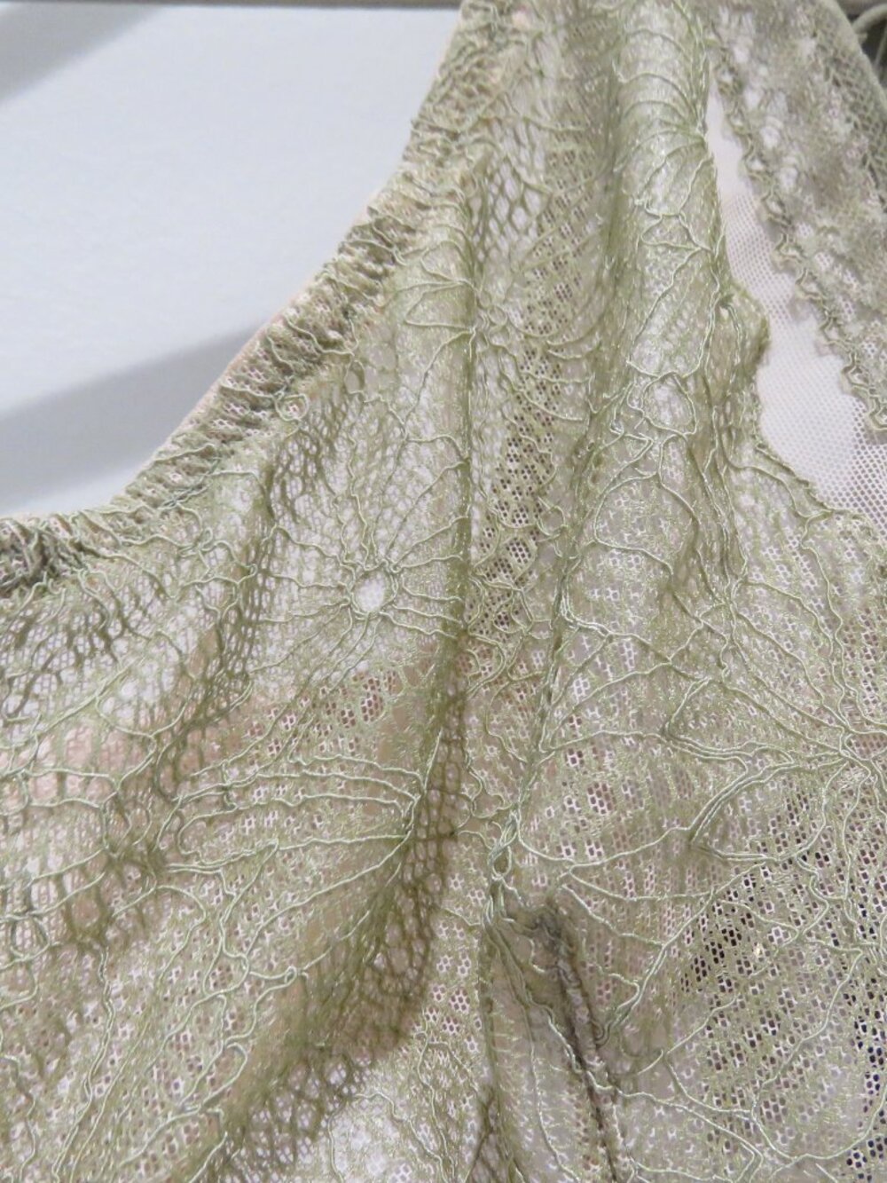 VICTORIA'S SECRET Very Sexy High Neck Lace Up Sage Green Lace Bralette XL Fairy - Picture 7 of 13
